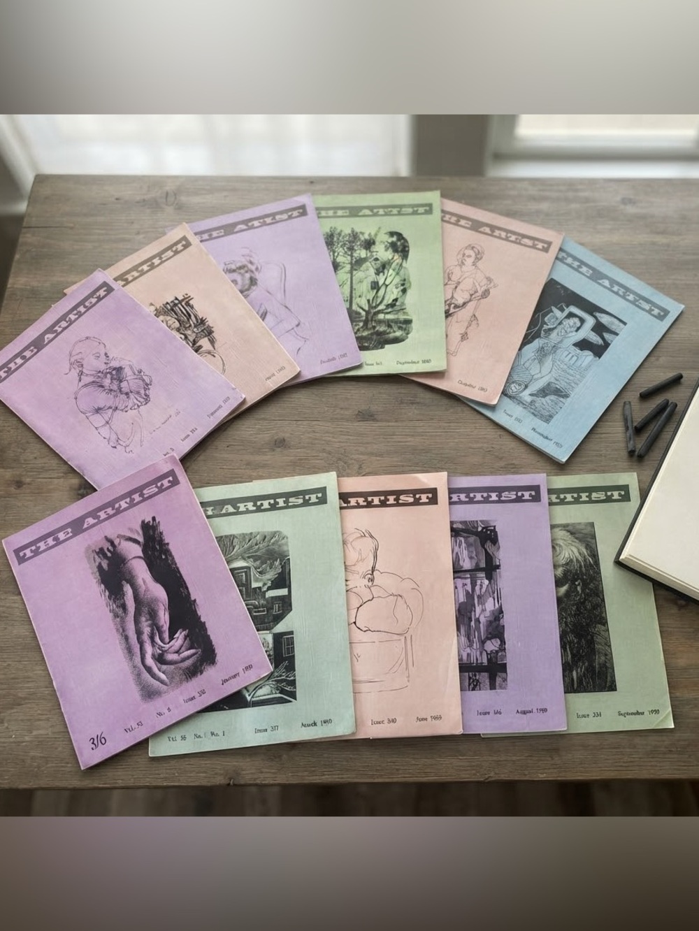 Vintage 1958-1959 The Artist Magazine Lot (11 Issues) Mid-Century Art Ephemera
